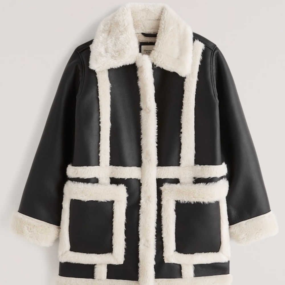 Vegan Leather Sherpa Jacket A&F